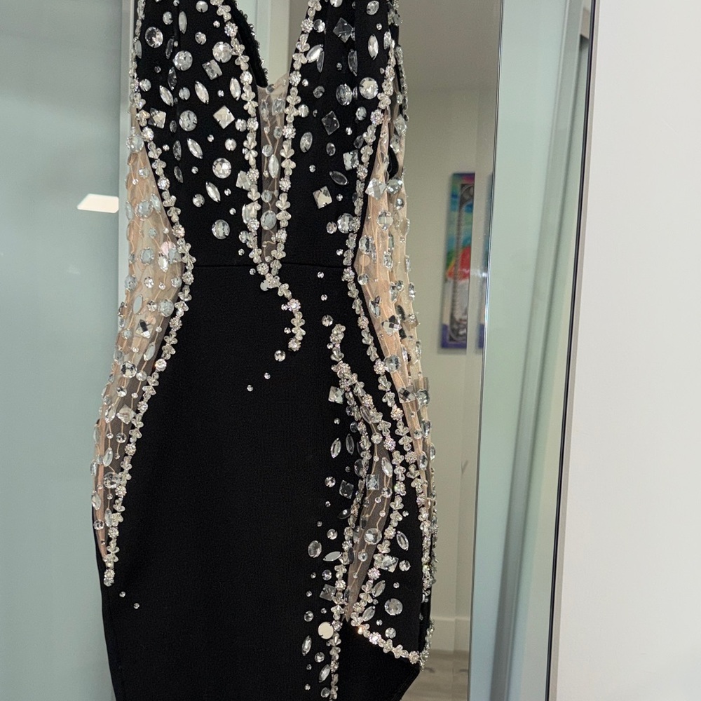 Elegant Black Embellished Dress